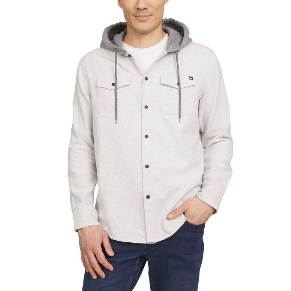 Quiksilver Halidon Hooded Flannel Shacket - Men’s Large Light Heather Gray